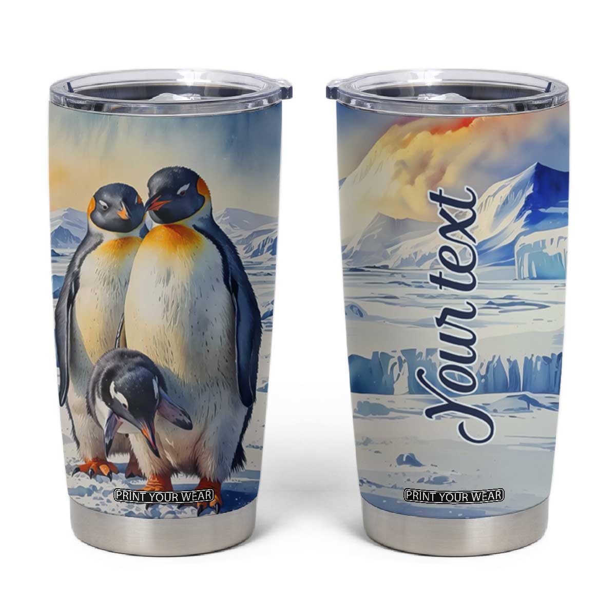 Personalized Penguin Lover Tumbler Cup with Cute Winter Theme TS04 Multicolor Print Your Wear
