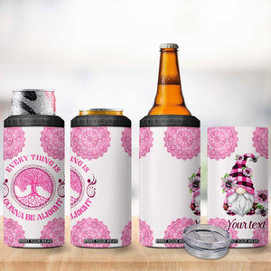 Personalized Pink Gnome 4 in 1 Can Cooler Tumbler with Whimsical Art Style TS04 Print Your Wear