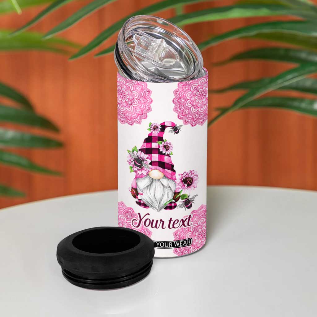 Personalized Pink Gnome 4 in 1 Can Cooler Tumbler with Whimsical Art Style TS04 Print Your Wear
