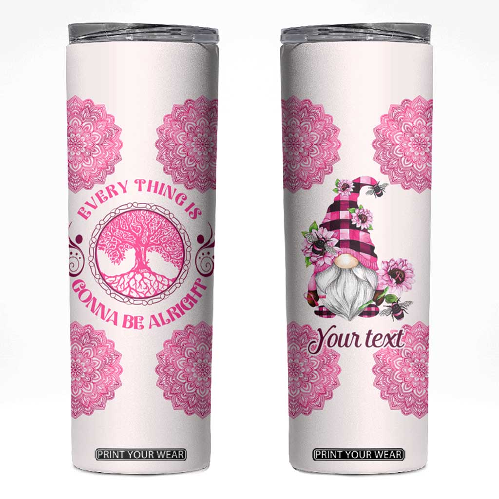 Personalized Pink Gnome Skinny Tumbler with Whimsical Art Style TS04 Multicolor Print Your Wear
