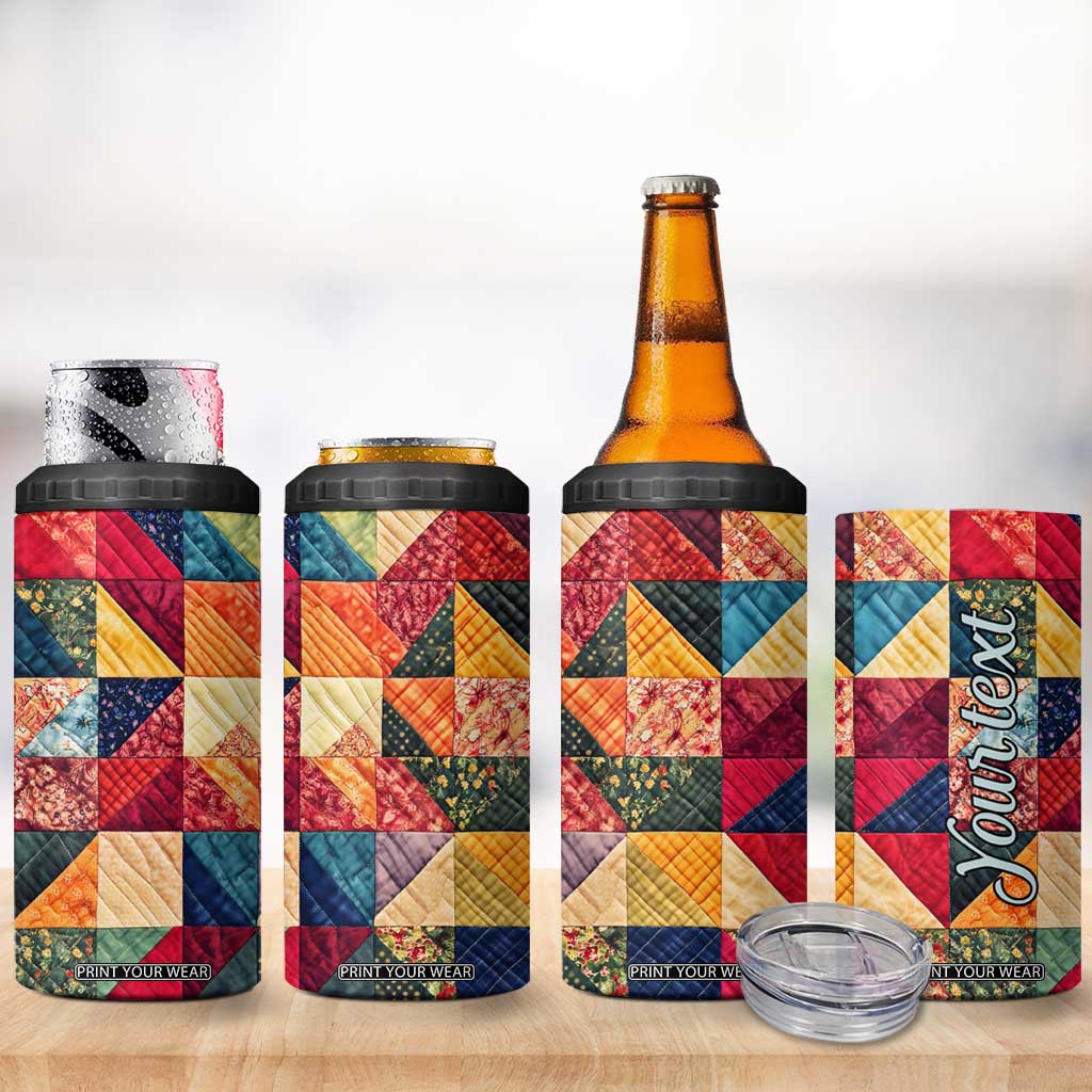 Personalized Quilting Fabric Pattern 4 in 1 Can Cooler Tumbler with Sewing Theme Design TS04 Print Your Wear