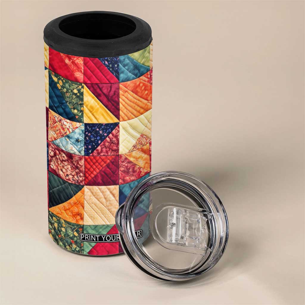 Personalized Quilting Fabric Pattern 4 in 1 Can Cooler Tumbler with Sewing Theme Design TS04 Print Your Wear
