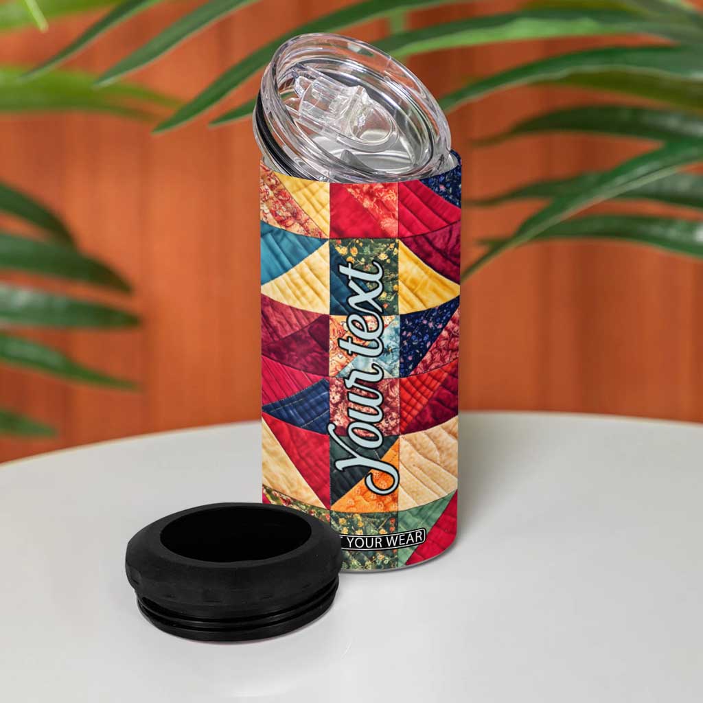 Personalized Quilting Fabric Pattern 4 in 1 Can Cooler Tumbler with Sewing Theme Design TS04 Print Your Wear