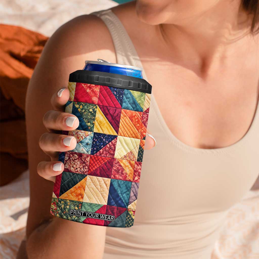 Personalized Quilting Fabric Pattern 4 in 1 Can Cooler Tumbler with Sewing Theme Design TS04 Print Your Wear