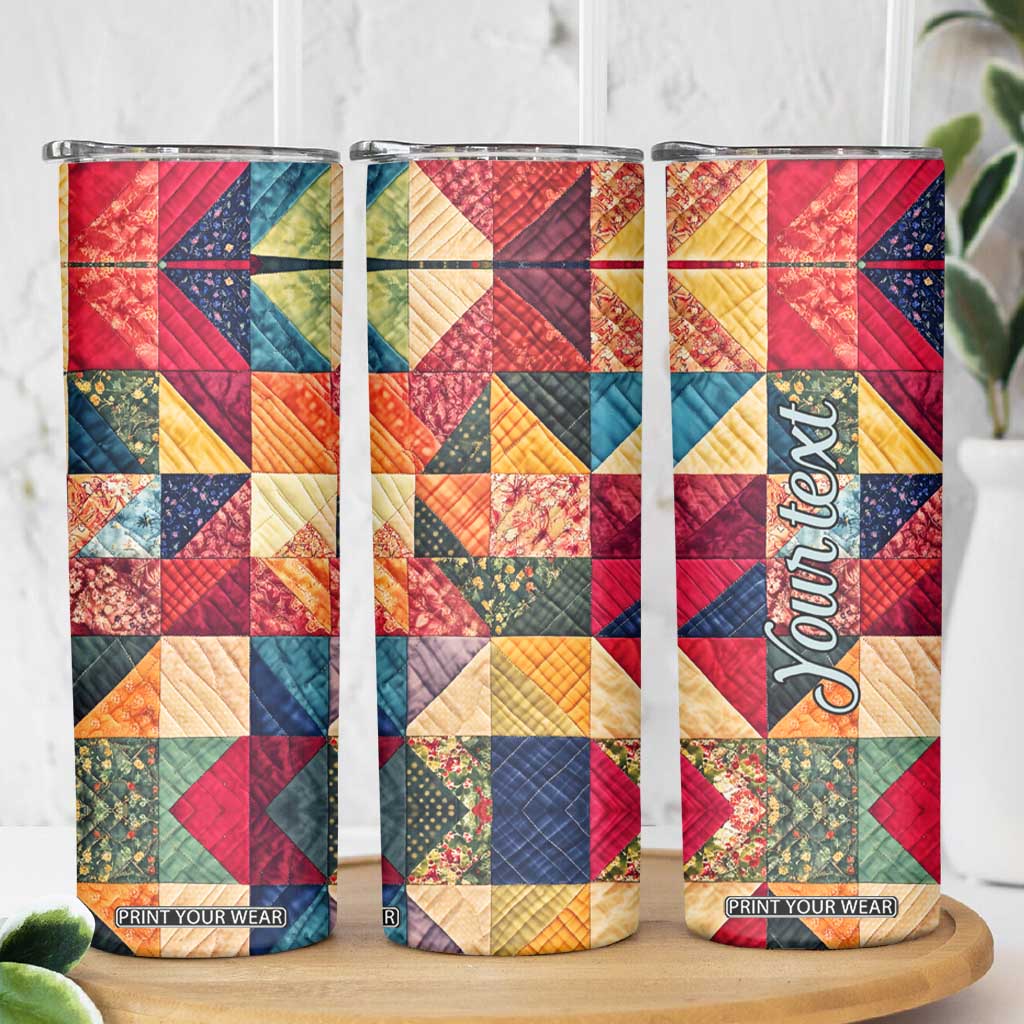 Personalized Quilting Fabric Pattern Skinny Tumbler with Sewing Theme Design TS04 Print Your Wear