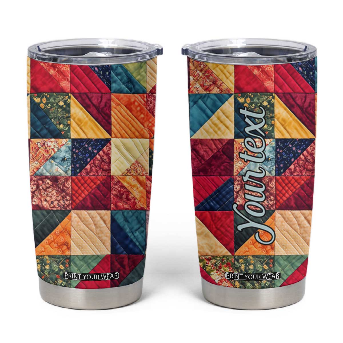 Personalized Quilting Fabric Pattern Tumbler Cup with Sewing Theme Design TS04 Multicolor Print Your Wear