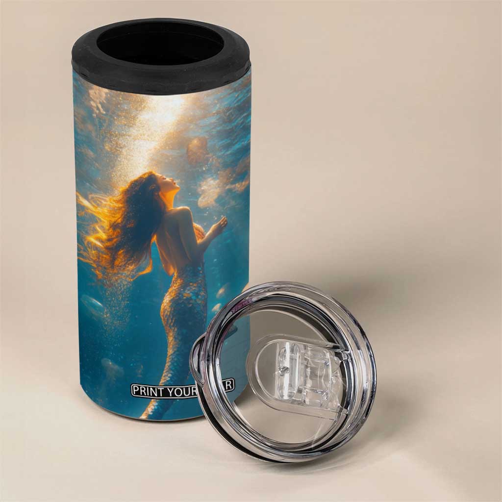 Personalized Retro Mermaid 4 in 1 Can Cooler Tumbler with Vintage Design Elements TS04 Print Your Wear