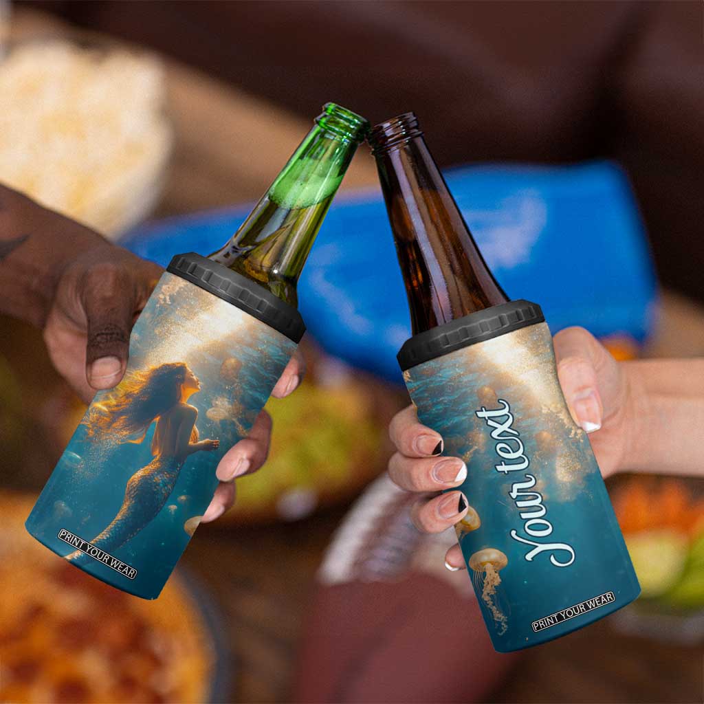 Personalized Retro Mermaid 4 in 1 Can Cooler Tumbler with Vintage Design Elements TS04 Print Your Wear