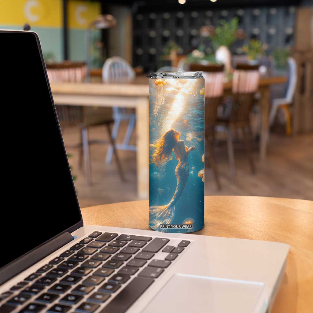 Personalized Retro Mermaid Skinny Tumbler with Vintage Design Elements TS04 Print Your Wear