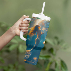 Personalized Retro Mermaid Tumbler With Handle with Vintage Design Elements TS04 Print Your Wear
