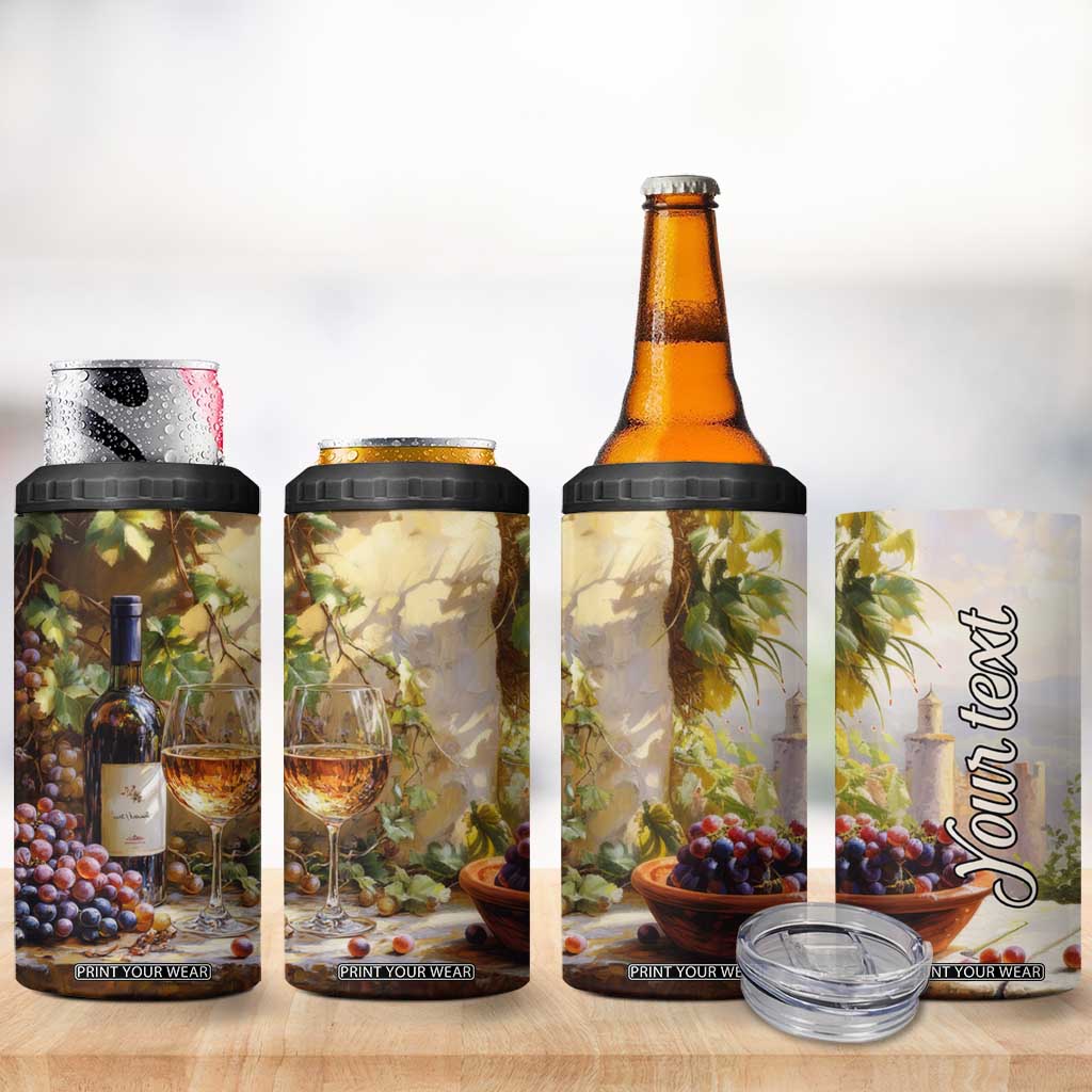 Personalized Retro Wine Design with Nostalgic Feel 4 in 1 Can Cooler Tumbler Personalized TS04 Print Your Wear