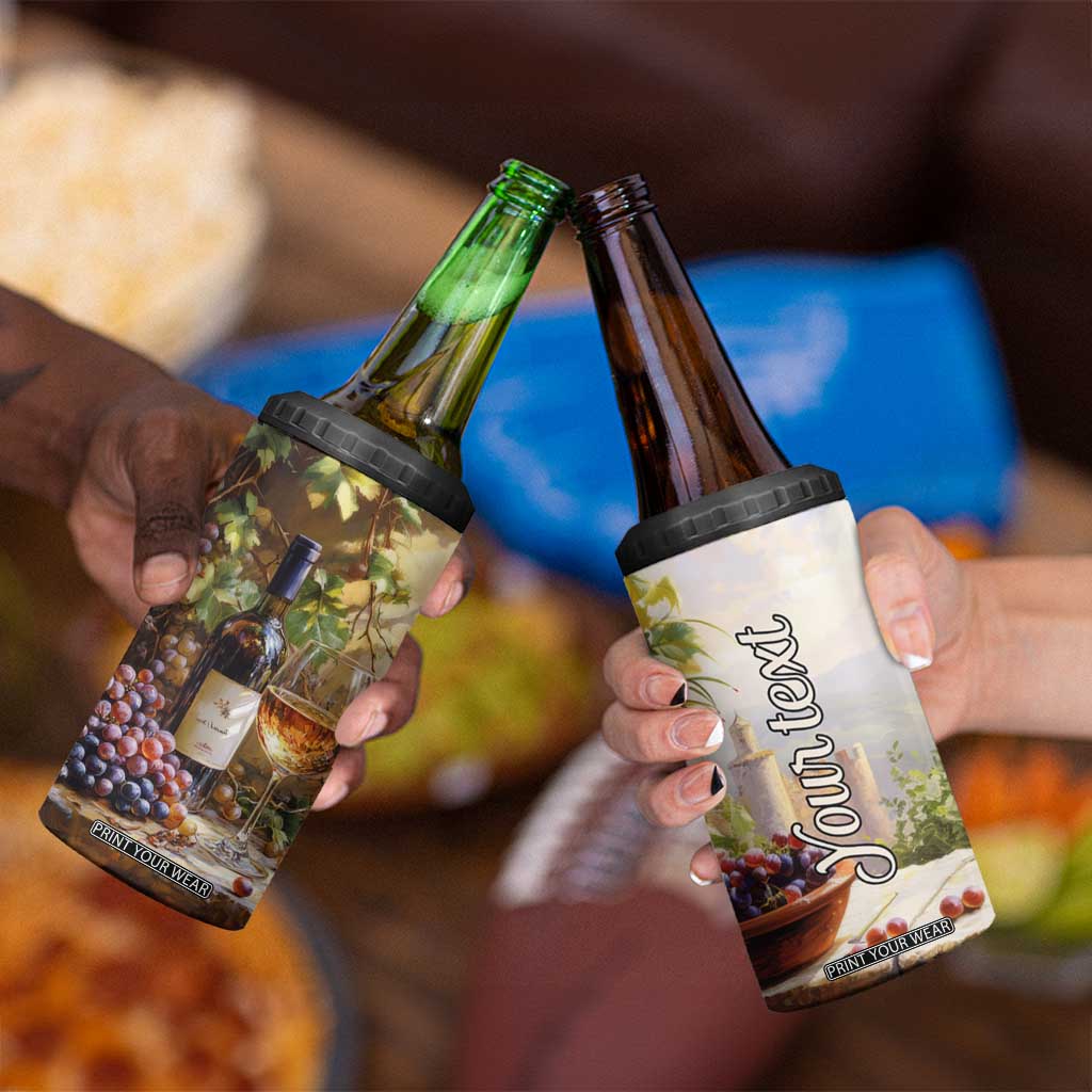 Personalized Retro Wine Design with Nostalgic Feel 4 in 1 Can Cooler Tumbler Personalized TS04 Print Your Wear