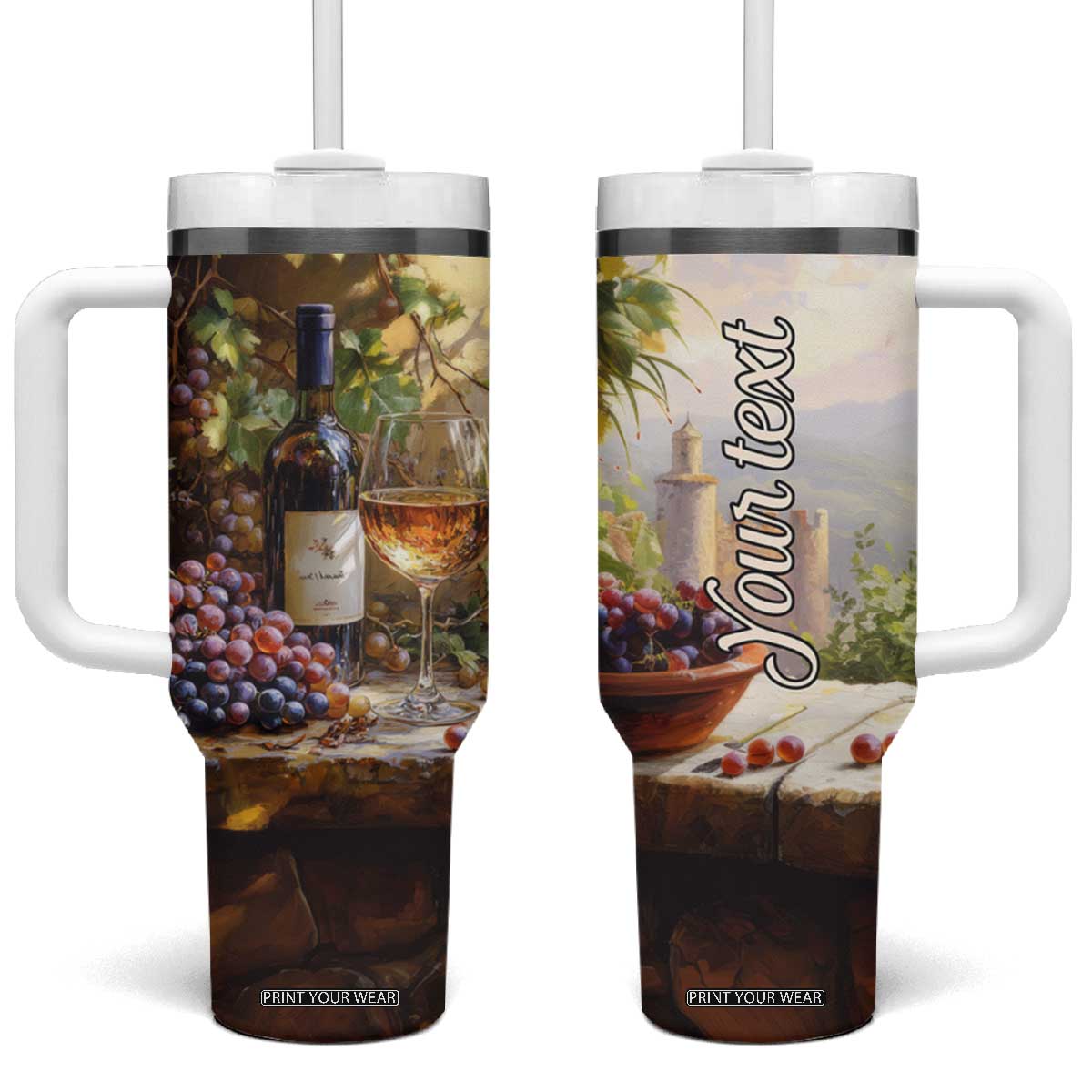 Personalized Retro Wine Design with Nostalgic Feel Tumbler With Handle Personalized TS04 One Size: 40 oz Multicolor Print Your Wear