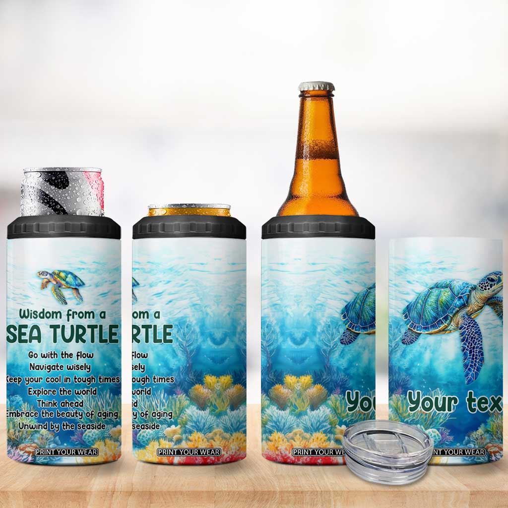 Personalized Sea Turtle 4 in 1 Can Cooler Tumbler with Wisdom From A Sea Turtle Quote TS04 Print Your Wear