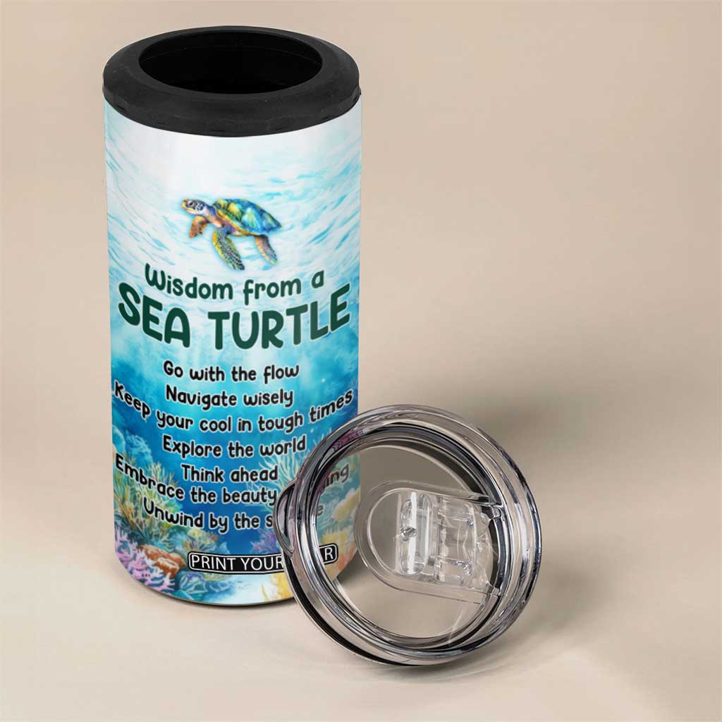 Personalized Sea Turtle 4 in 1 Can Cooler Tumbler with Wisdom From A Sea Turtle Quote TS04 Print Your Wear