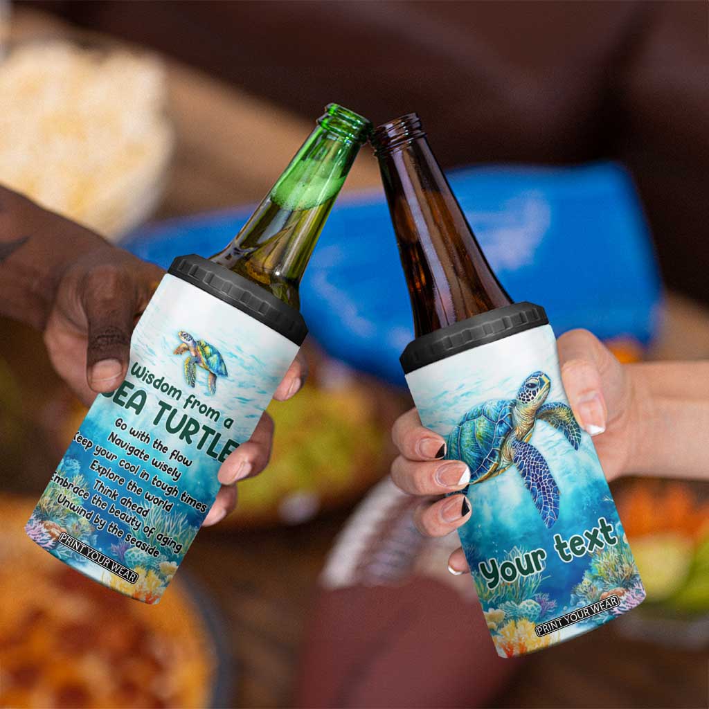 Personalized Sea Turtle 4 in 1 Can Cooler Tumbler with Wisdom From A Sea Turtle Quote TS04 Print Your Wear