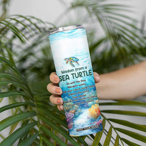 Personalized Sea Turtle Skinny Tumbler with Wisdom From A Sea Turtle Quote TS04 Print Your Wear