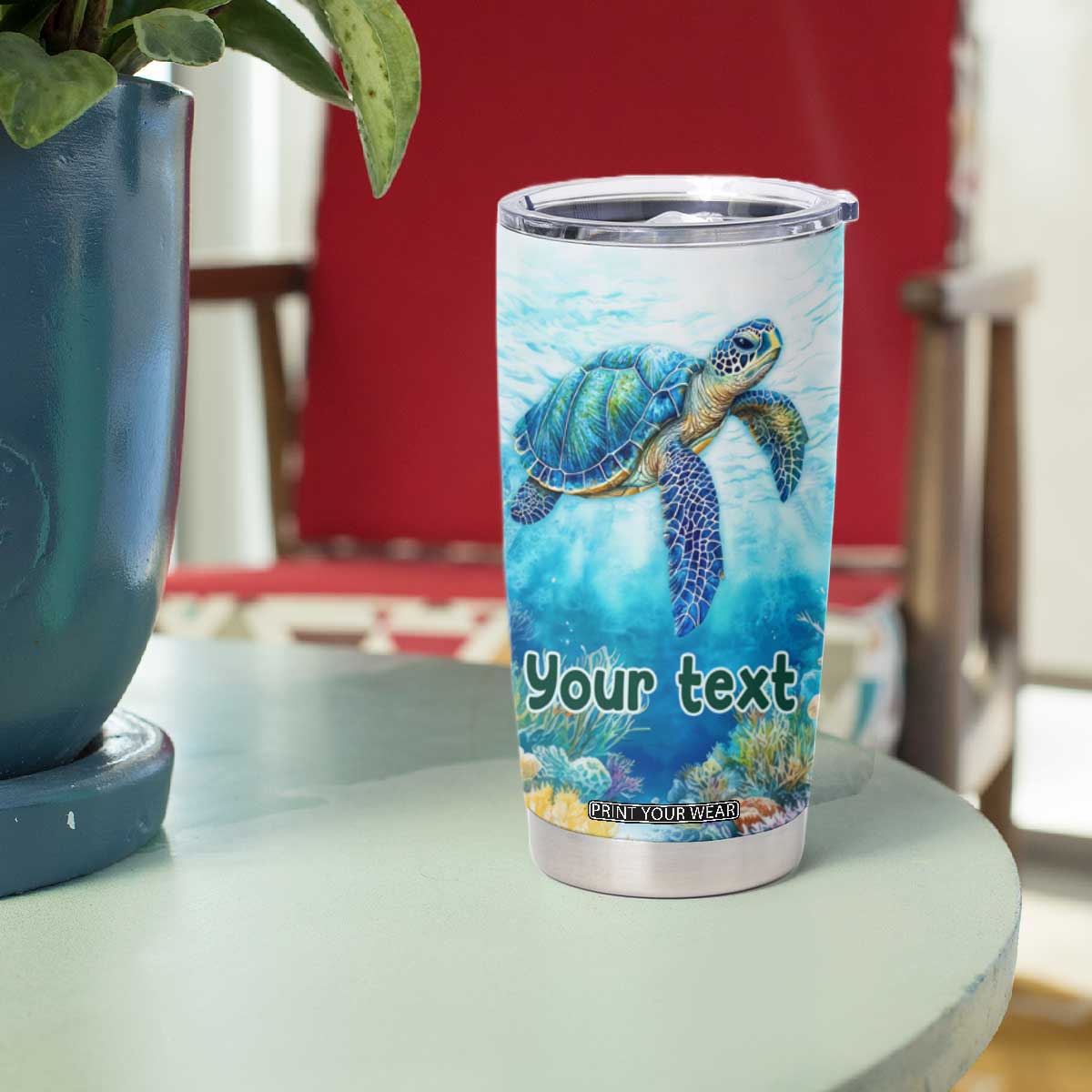 Personalized Sea Turtle Tumbler Cup with Wisdom From A Sea Turtle Quote TS04 Print Your Wear