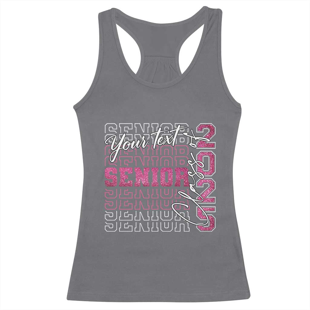 Personalized Senior 2025 Racerback Tank Top Custom Text Class Of 2025 Graduation Glitter Print TS11 Charcoal Print Your Wear
