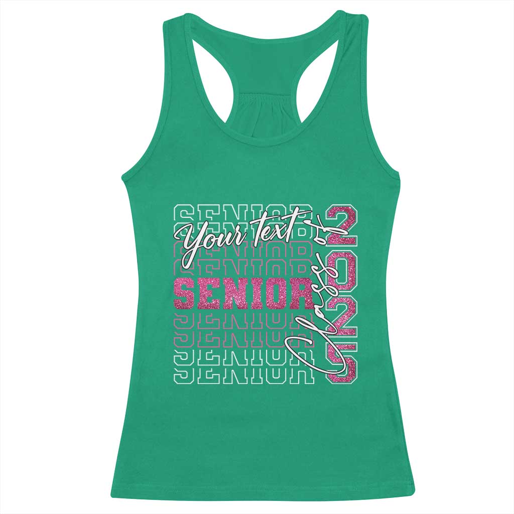 Personalized Senior 2025 Racerback Tank Top Custom Text Class Of 2025 Graduation Glitter Print TS11 Irish Green Print Your Wear