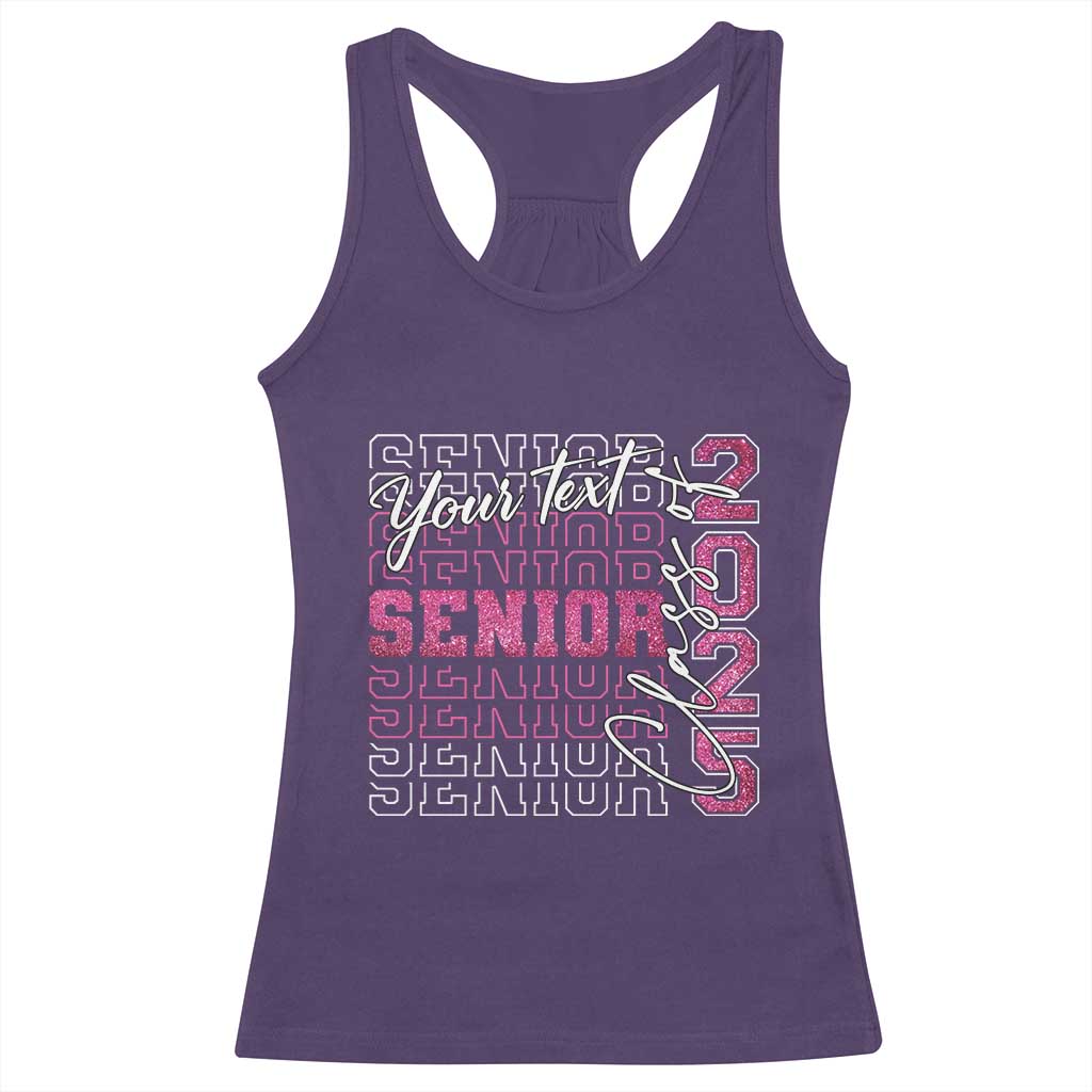 Personalized Senior 2025 Racerback Tank Top Custom Text Class Of 2025 Graduation Glitter Print TS11 Purple Print Your Wear