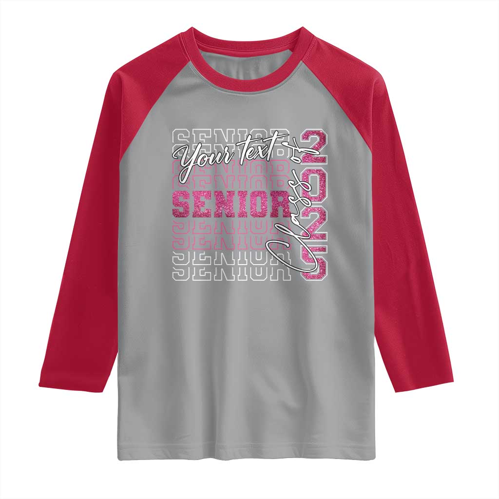 Personalized Senior 2025 Raglan Shirt Custom Text Class Of 2025 Graduation Glitter Print TS11 Sport Gray Red Print Your Wear