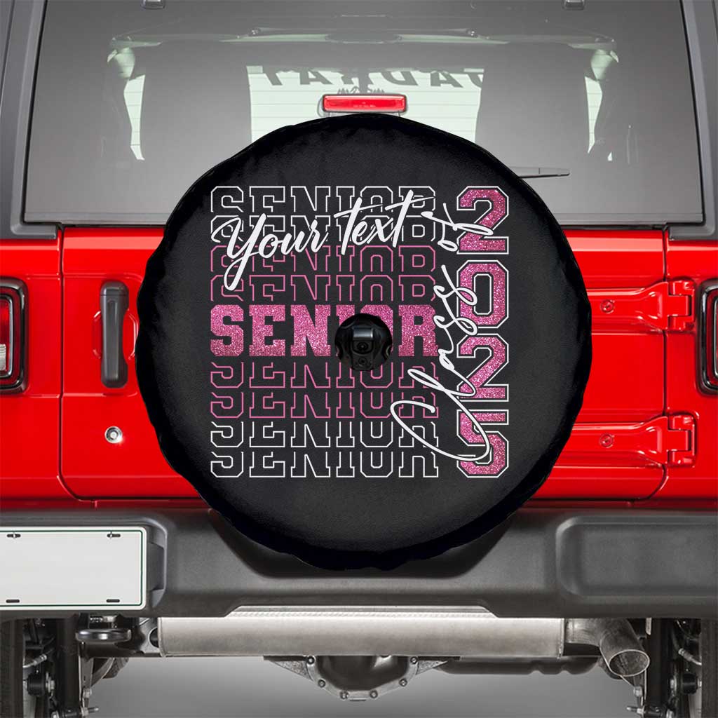 Personalized Senior 2025 Spare Tire Cover Custom Text Class Of 2025 Graduation Glitter Print TS11 Black Print Your Wear