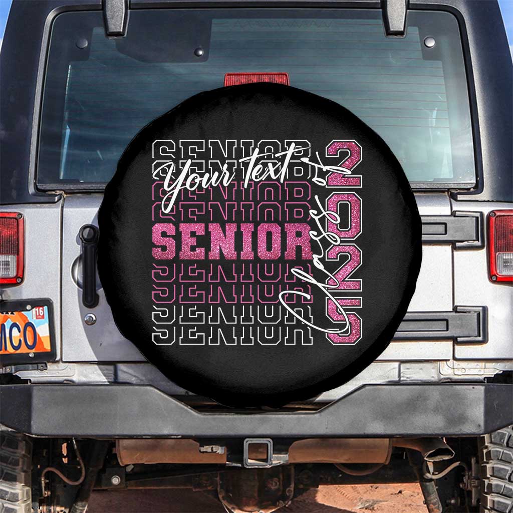 Personalized Senior 2025 Spare Tire Cover Custom Text Class Of 2025 Graduation Glitter Print TS11 No hole Black Print Your Wear
