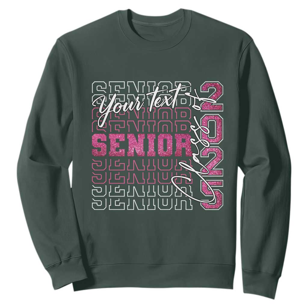 Personalized Senior 2025 Sweatshirt Custom Text Class Of 2025 Graduation Glitter Print TS11 Dark Forest Green Print Your Wear