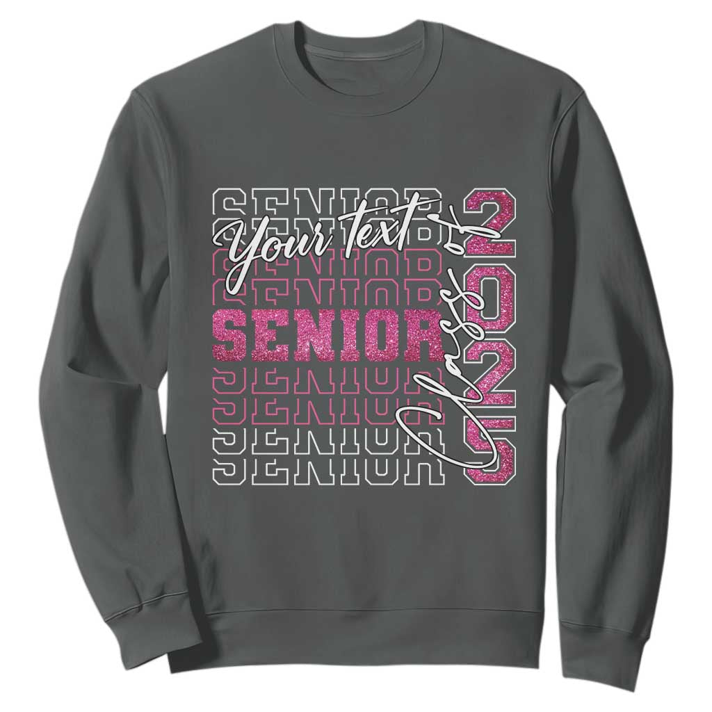 Personalized Senior 2025 Sweatshirt Custom Text Class Of 2025 Graduation Glitter Print TS11 Dark Heather Print Your Wear