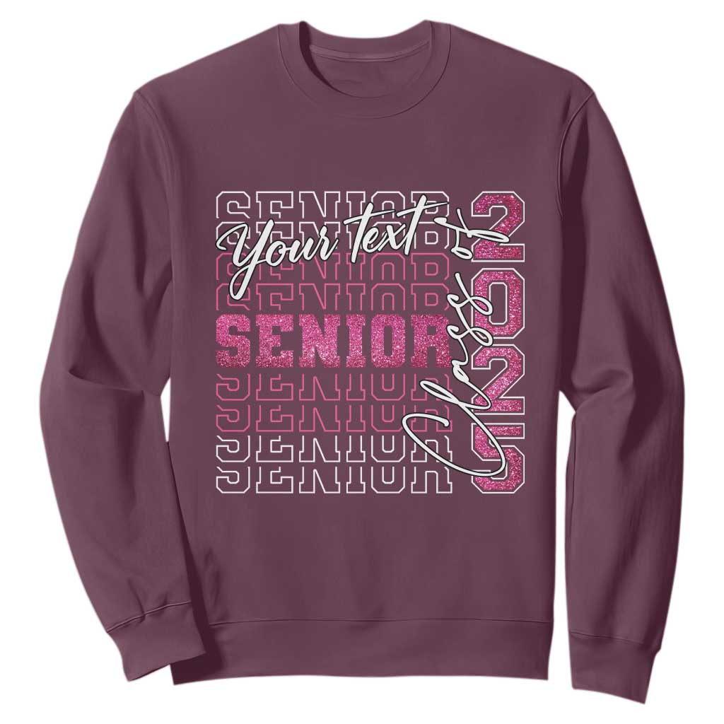 Personalized Senior 2025 Sweatshirt Custom Text Class Of 2025 Graduation Glitter Print TS11 Maroon Print Your Wear