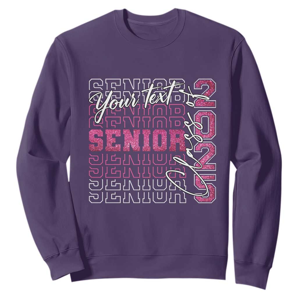 Personalized Senior 2025 Sweatshirt Custom Text Class Of 2025 Graduation Glitter Print TS11 Purple Print Your Wear