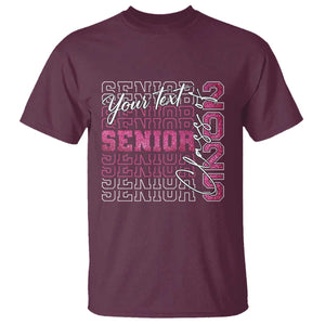 Personalized Senior 2025 T Shirt Custom Text Class Of 2025 Graduation Glitter Print TS11 Maroon Print Your Wear