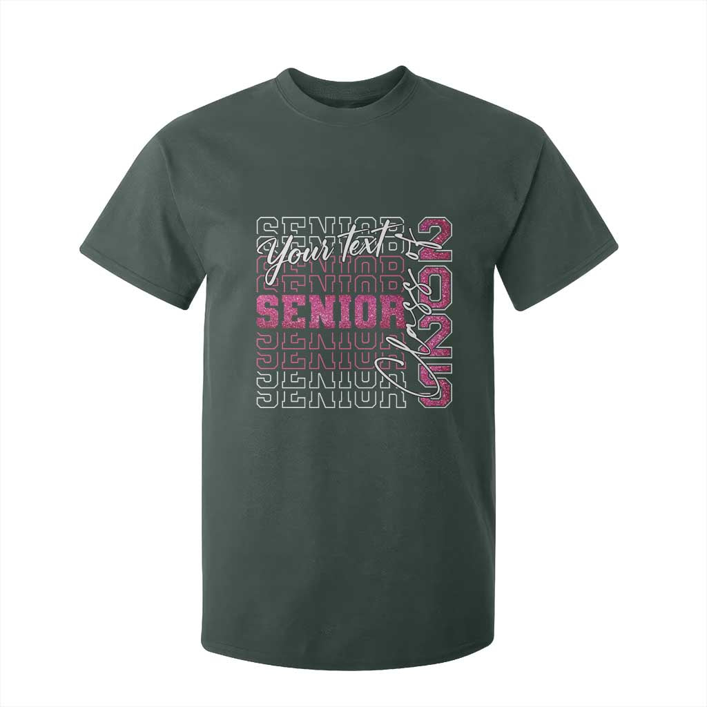 Personalized Senior 2025 T Shirt For Kid Custom Text Class Of 2025 Graduation Glitter Print TS11 Dark Forest Green Print Your Wear