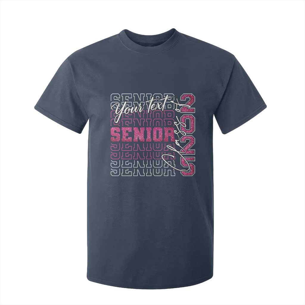 Personalized Senior 2025 T Shirt For Kid Custom Text Class Of 2025 Graduation Glitter Print TS11 Navy Print Your Wear