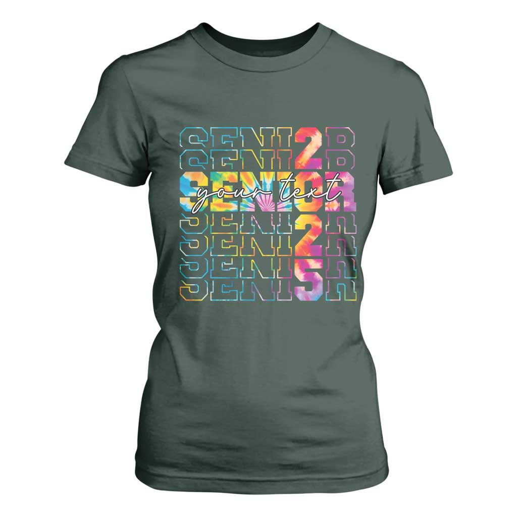 Personalized Senior 2025 T Shirt For Women Custom Text Class Of 2025 Graduation TS11 Dark Forest Green Print Your Wear