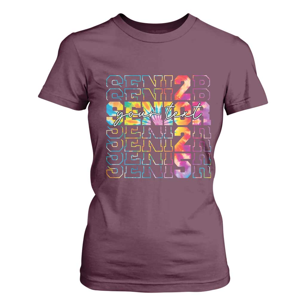 Personalized Senior 2025 T Shirt For Women Custom Text Class Of 2025 Graduation TS11 Maroon Print Your Wear