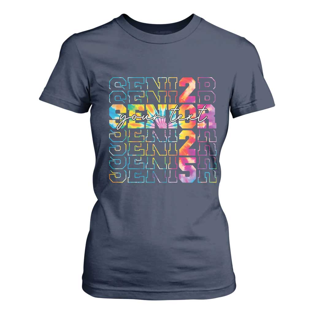 Personalized Senior 2025 T Shirt For Women Custom Text Class Of 2025 Graduation TS11 Navy Print Your Wear