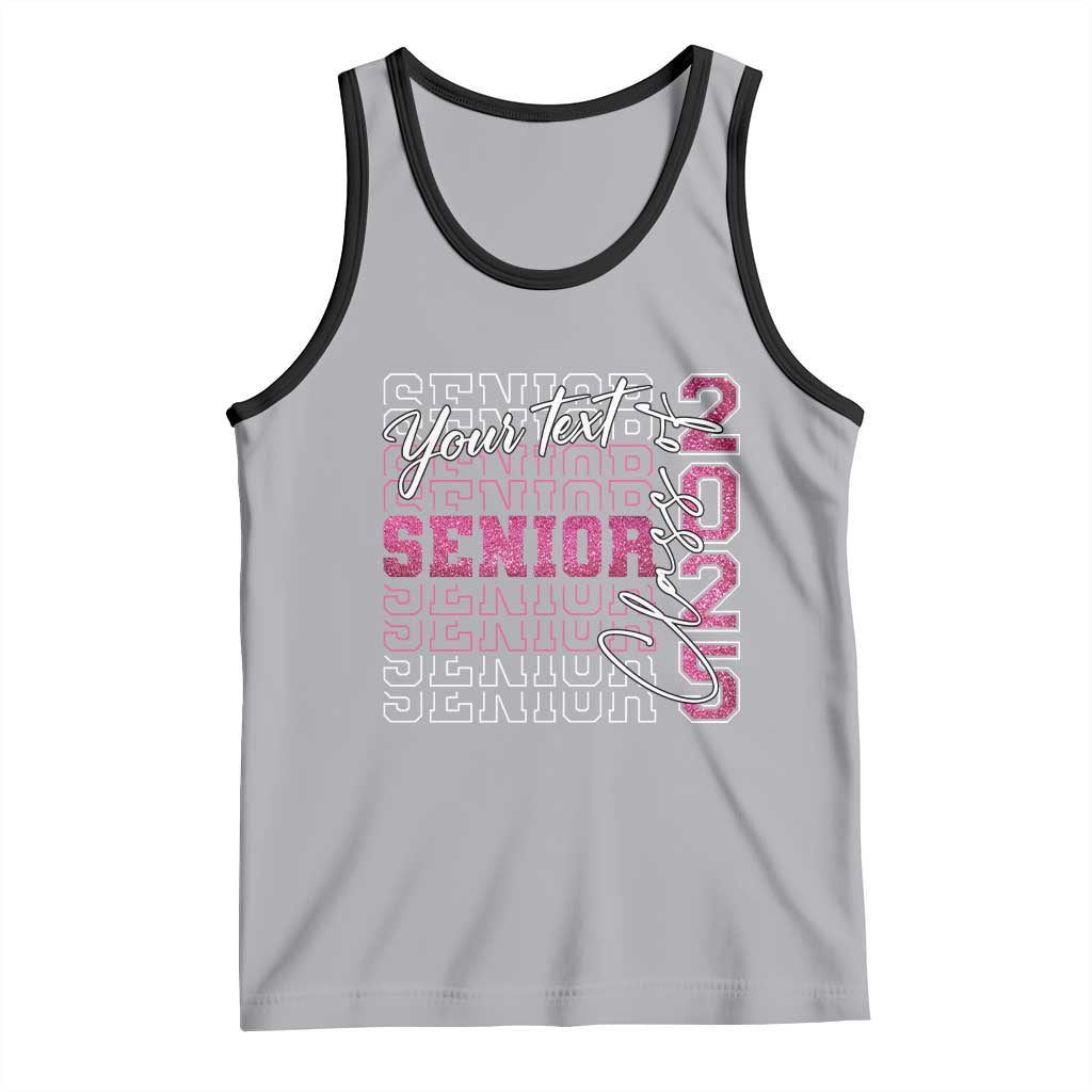 Personalized Senior 2025 Tank Top Custom Text Class Of 2025 Graduation Glitter Print TS11 Athletic Heather Black Print Your Wear