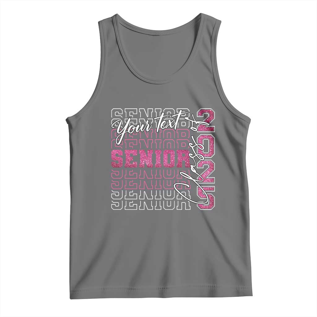 Personalized Senior 2025 Tank Top Custom Text Class Of 2025 Graduation Glitter Print TS11 Black Heather Print Your Wear