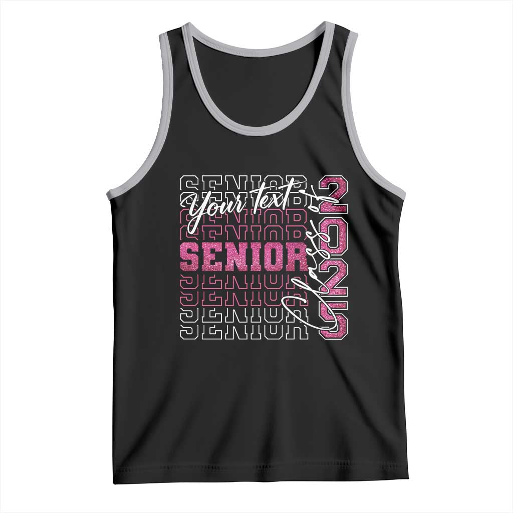 Personalized Senior 2025 Tank Top Custom Text Class Of 2025 Graduation Glitter Print TS11 Black Athletic Heather Print Your Wear
