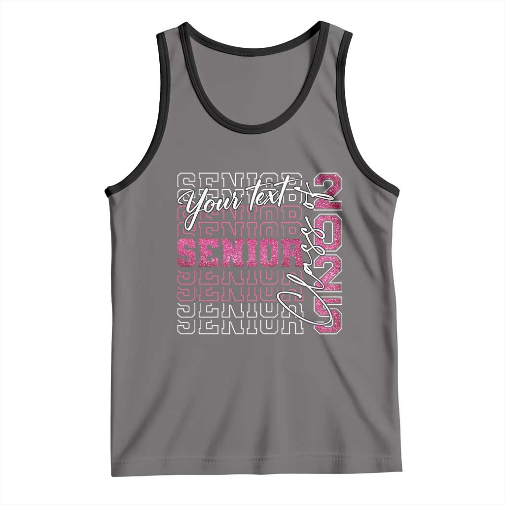 Personalized Senior 2025 Tank Top Custom Text Class Of 2025 Graduation Glitter Print TS11 Deep Heather Black Print Your Wear