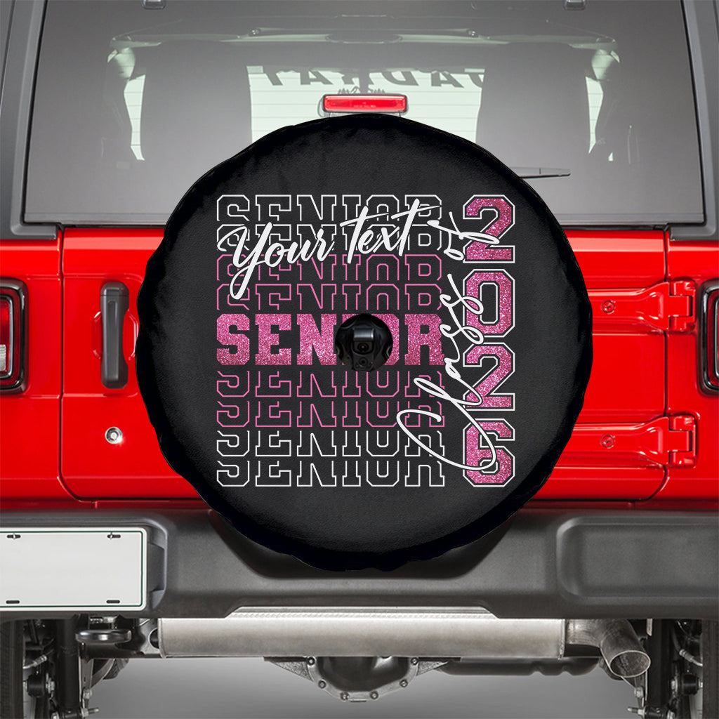 Personalized Senior 2026 Spare Tire Cover Custom Text Class Of 2026 Graduation Glitter Print TS11 Black Print Your Wear