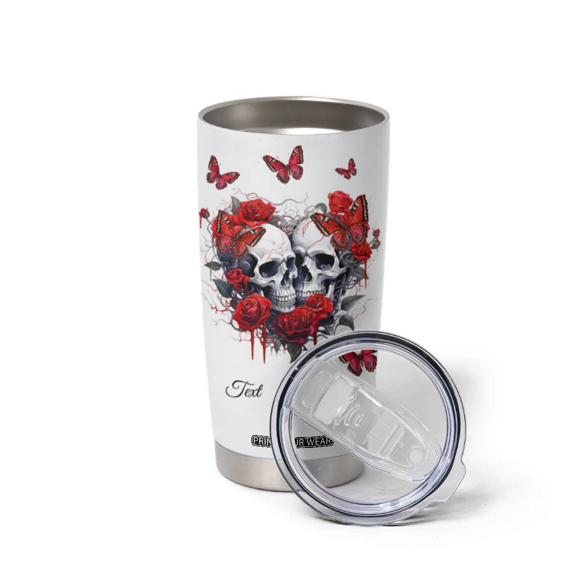 Personalized Skull Couple Tumbler Cup with From Our First Kiss Till Our Last Breath Quote TS04 Print Your Wear