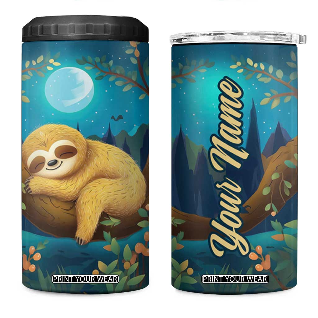 Personalized Sleeping Sloth 4 in 1 Can Cooler Tumbler with Relaxed Mood Artwork TS04 One Size: 16 oz Multicolor Print Your Wear