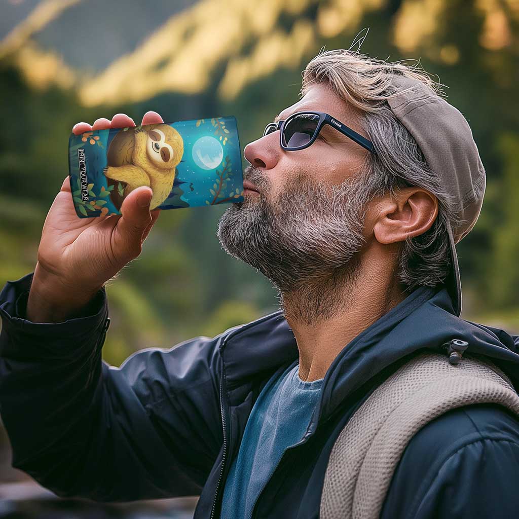 Personalized Sleeping Sloth 4 in 1 Can Cooler Tumbler with Relaxed Mood Artwork TS04 Print Your Wear