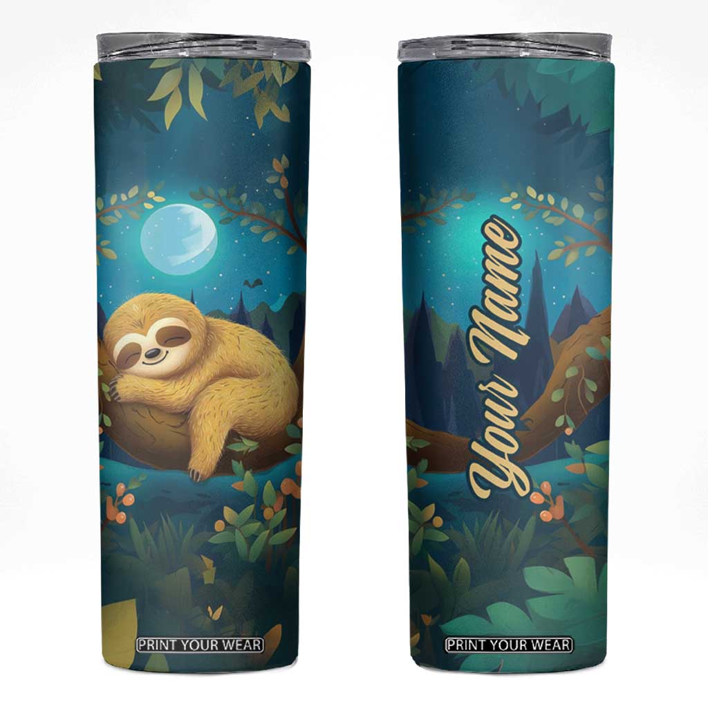 Personalized Sleeping Sloth Skinny Tumbler with Relaxed Mood Artwork TS04 Multicolor Print Your Wear