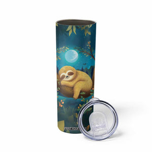 Personalized Sleeping Sloth Skinny Tumbler with Relaxed Mood Artwork TS04 Print Your Wear