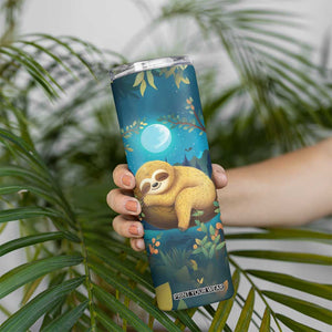 Personalized Sleeping Sloth Skinny Tumbler with Relaxed Mood Artwork TS04 Print Your Wear