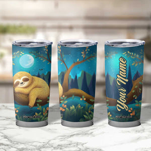 Personalized Sleeping Sloth Tumbler Cup with Relaxed Mood Artwork TS04 Print Your Wear